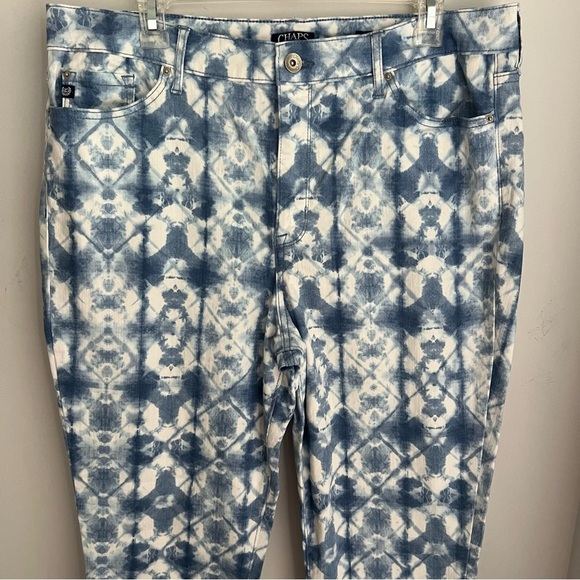 Chaps Blue & White Shibori Skinny Jeans - 16/33 - Picture 1 of 8